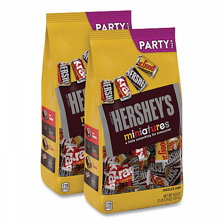 Chocolate Miniatures Party Pack Assortment, 35.9 oz Bag, 2 Bags/Carton (24600403)