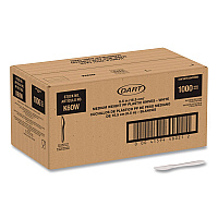 Style Setter Medium Weight Polypropylene Cutlery, Knife, Plastic, White, 1,000/Carton (K6OW)