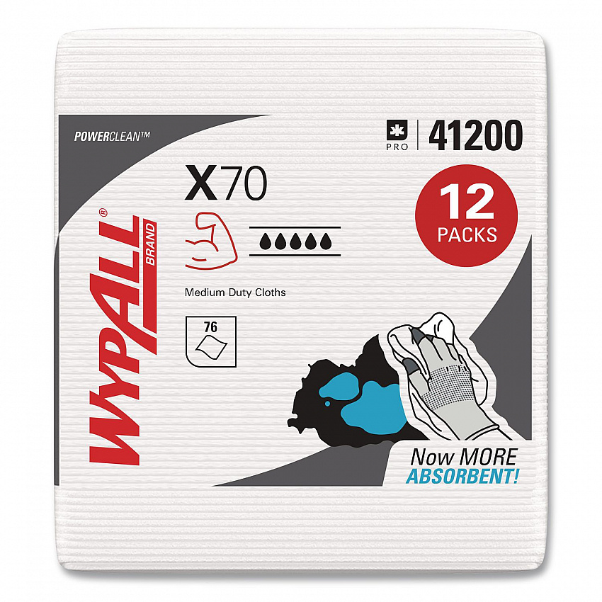 X70 Cloths, 1/4 Fold, 12.5 x 12, White, 76/Pack, 12 Packs/Carton (41200)