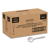 Style Setter Medium Weight Polypropylene Cutlery, Soup Spoon, Plastic, White, 1,000/Carton (SU6OW)