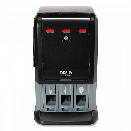 Tri-Tower Mini Dispenser, Holds Forks/Knives/Spoons or Sporks, 13.15 x 31.03 x 17.5, Black/Gray (DUSSTDSP3MIN)