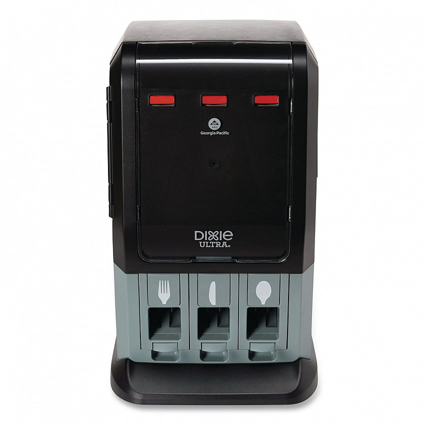 Tri-Tower Mini Dispenser, Holds Forks/Knives/Spoons or Sporks, 13.15 x 31.03 x 17.5, Black/Gray (DUSSTDSP3MIN)