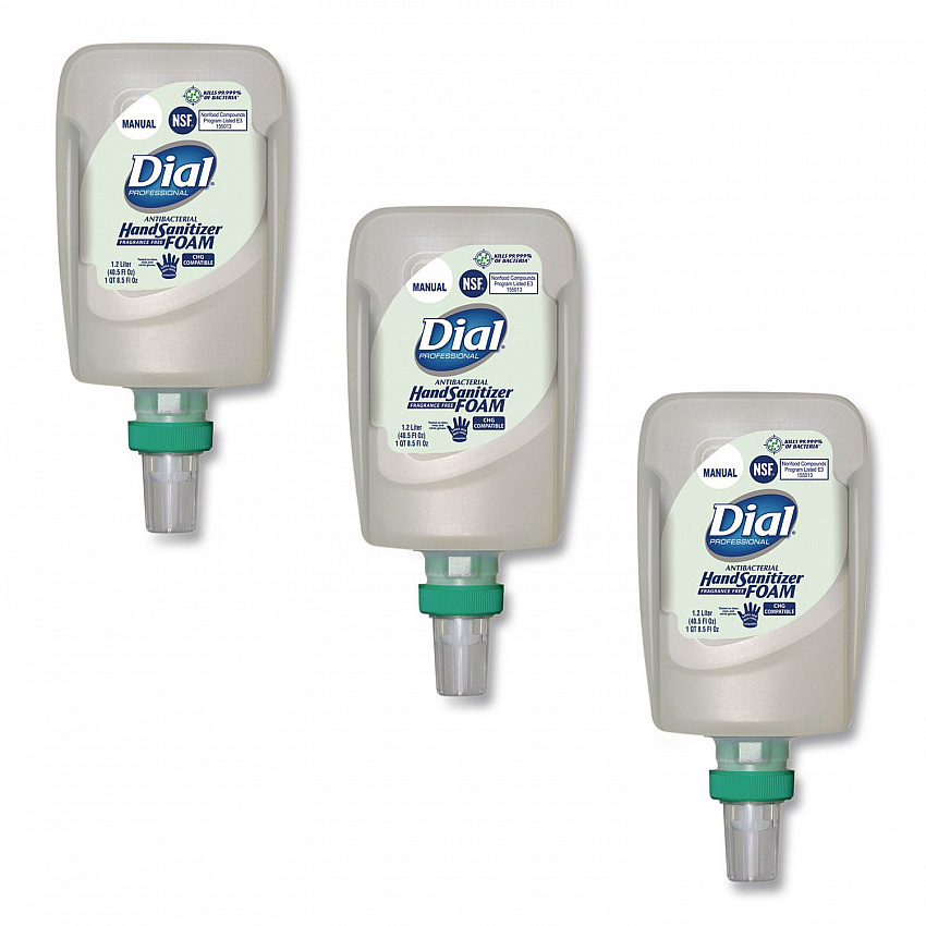 Antibacterial Foaming Hand Sanitizer Refill for FIT Manual Dispenser, 1.2 L Bottle, Fragrance-Free, 3/Carton (19038)