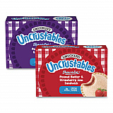 UNCRUSTABLES Peanut Butter and Grape Jelly/Peanut Butter and Strawberry Jam, 2 oz, 10 Sandwiches/Pack, 2 Packs/Carton (90300134)