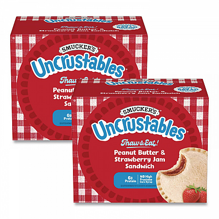UNCRUSTABLES Peanut Butter and Strawberry Jam, 2 oz, 10/Box, 2 Boxes/Carton (90300133)