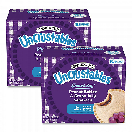 UNCRUSTABLES Peanut Butter and Grape Jelly, 2 oz, 10/Box, 2 Boxes/Carton (90300135)