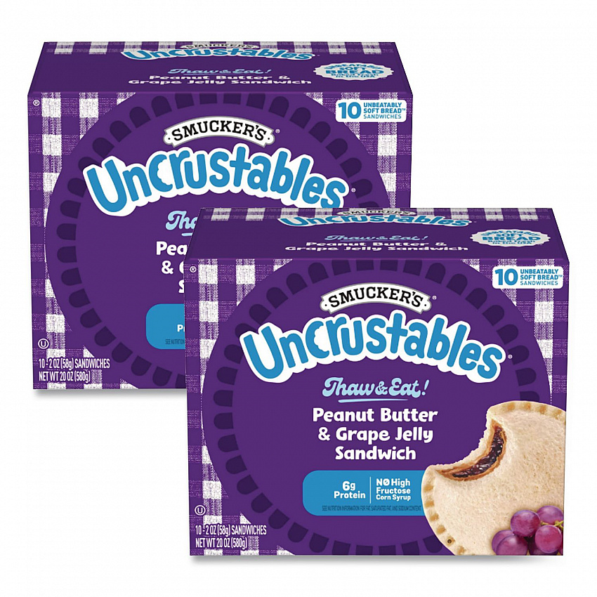 UNCRUSTABLES Peanut Butter and Grape Jelly, 2 oz, 10/Box, 2 Boxes/Carton (90300135)