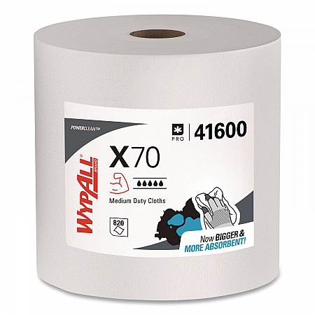 X70 Cloths, Jumbo Roll, Perforated, 12.4 x 12.2, White, 820 Towels/Roll (41600)