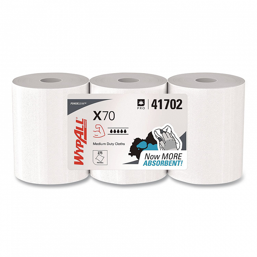 X70 Cloths, Center-Pull, 9.8 x 12.2, White, 275/Roll, 3 Rolls/Carton (41702)
