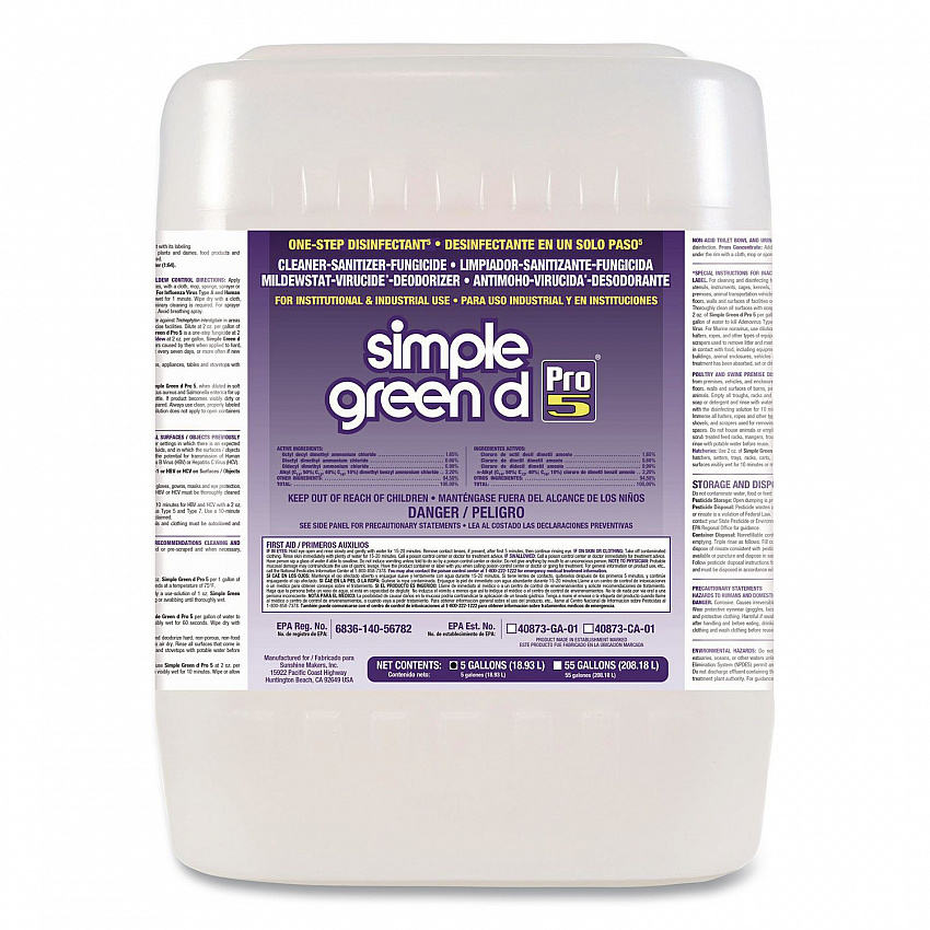 d Pro 5 Disinfectant, Unscented, 5 gal Pail (3430505)