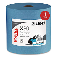 Power Clean X80 Heavy Duty Cloths, Jumbo Roll, 12.4 x 12.2, Blue, 455/Roll (41043)