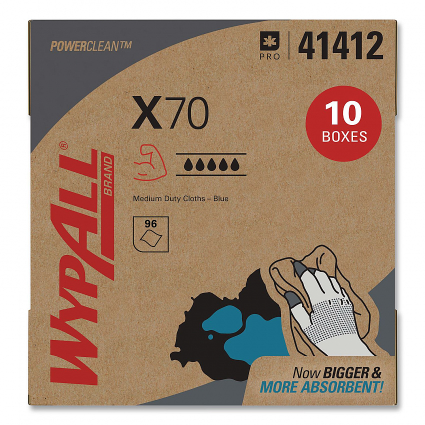 X70 Cloths, POP-UP Box, 9.13 x 16.8, Blue, 96/Box, 10 Boxes/Carton (41412)