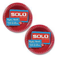 Party Plastic Premium Dinnerware, Bowl, 12 oz, Red, 24/Pack (CB1220202)