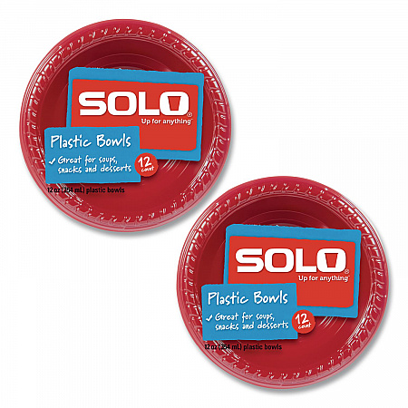 Party Plastic Premium Dinnerware, Bowl, 12 oz, Red, 24/Pack (CB1220202)