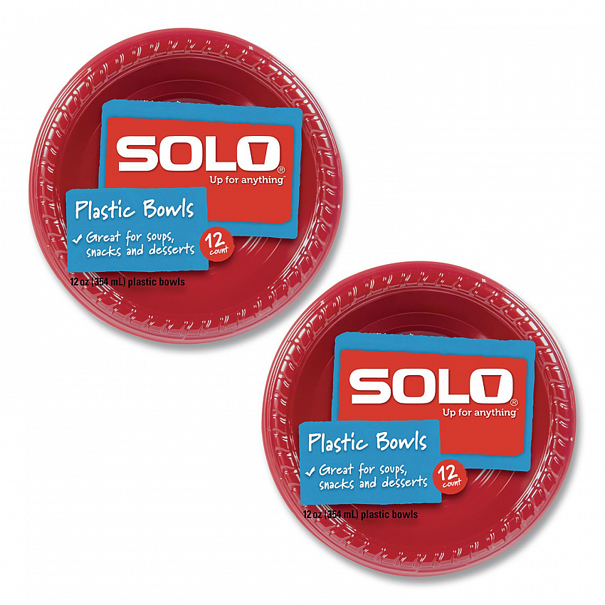 Party Plastic Premium Dinnerware, Bowl, 12 oz, Red, 24/Pack (CB1220202)