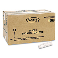 Reliance Mediumweight Cutlery, Individually Wrapped, Spoon, Plastic, White, 1,000/Carton (RSW3)