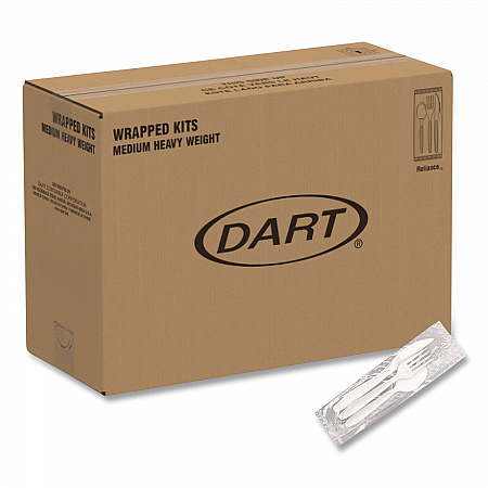 Reliance Mediumweight Cutlery Kit, Fork/Knife/Spoon, Plastic, White, 500/Carton (RSW7Z)
