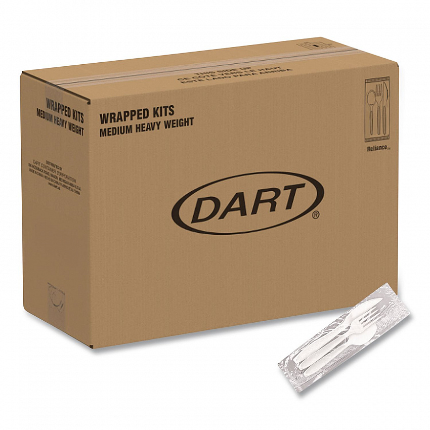 Reliance Mediumweight Cutlery Kit, Fork/Knife/Spoon, Plastic, White, 500/Carton (RSW7Z)