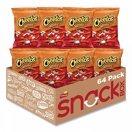 Crunchy Cheese Flavored Snacks, 2 oz Bag, 64/Carton (44366)