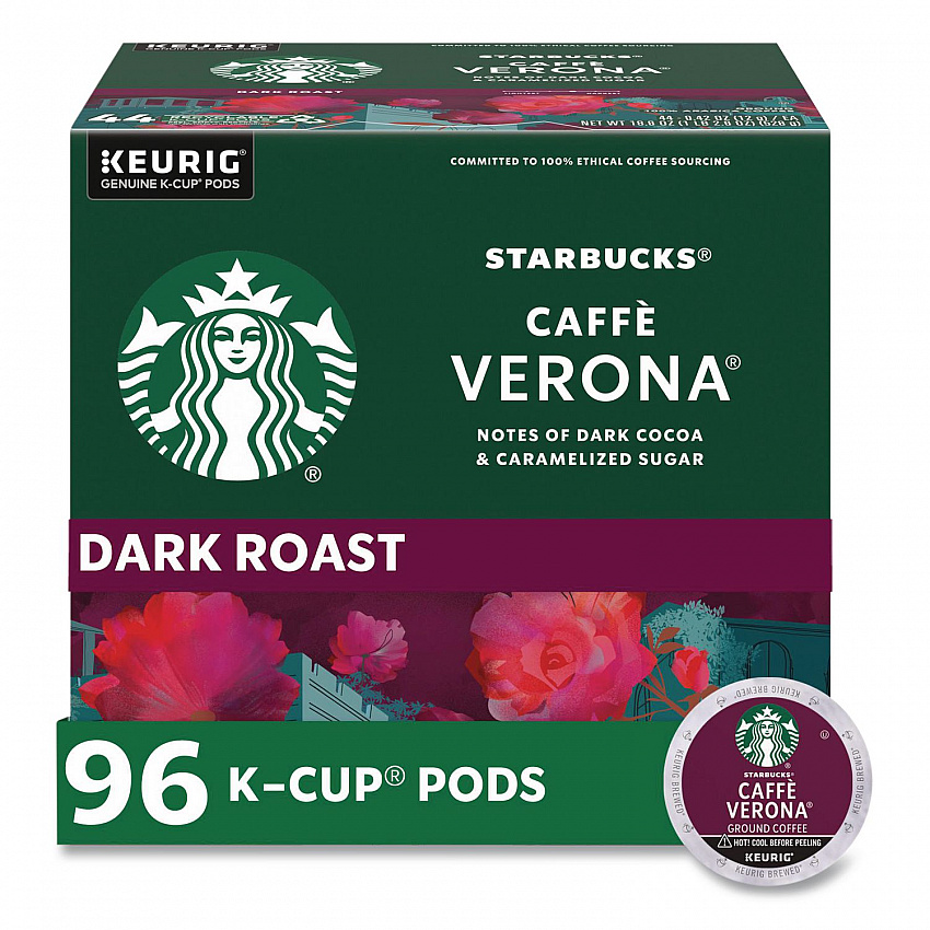 Caffe Verona Coffee K-Cups Pack, 24/Box, 4 Boxes/Carton (011111160CT)