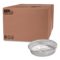 Round Aluminum Containers, 32 oz, 9.03" Diameter x 1.25" h, Silver, 500/Carton (400440)