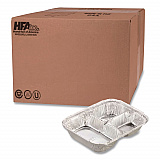 Aluminum Oblong Container with Lid, 3 Compartments, 24 oz, 8.5 x 6.38 x 1.47, Silver, 250/Carton (204535250W)