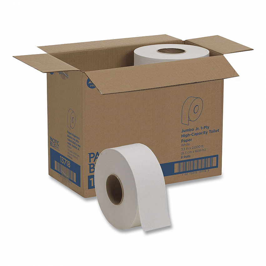 acclaim Jumbo Jr. Bath Tissue Roll, Septic Safe, 1-Ply, 3.5" x 2,000 ft, White, 8 Rolls/Carton (13718)