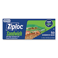 Resealable Sandwich Bags, 6.5" x 5.88", Clear, 50/Box (383179BX)