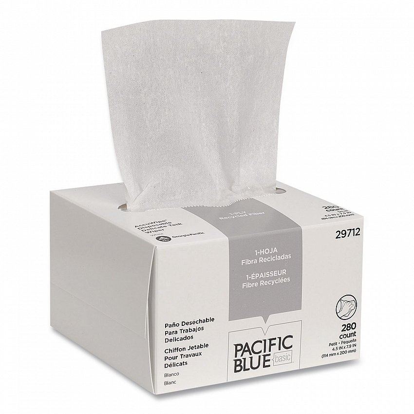 AccuWipe Recycled One-Ply Delicate Task Wipers, 1-Ply, 4.5 x 8.25, Unscented, White, 280/Box (29712)