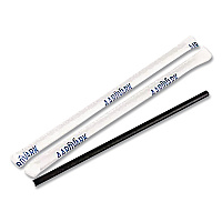 Aardvark Paper Straws, 5.75", Black, 3,200/Carton (61612099)