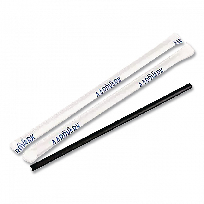 Aardvark Paper Straws, 5.75", Black, 3,200/Carton (61612099)