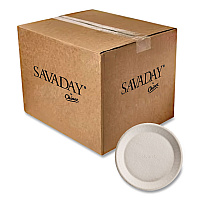 Savaday Molded Fiber Plates, Paper, 10" dia, Cream, 500/Carton (10117)