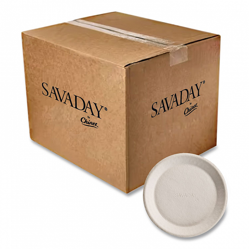 Savaday Molded Fiber Plates, Paper, 10" dia, Cream, 500/Carton (10117)