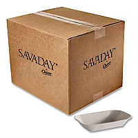 Savaday Molded Fiber Food Tray, 7 x 9, Beige, Paper, 250/Bag, 500/Carton (10405CT)