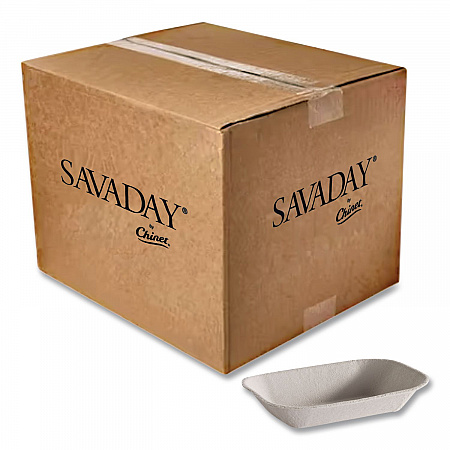 Savaday Molded Fiber Food Tray, 7 x 9, Beige, Paper, 250/Bag, 500/Carton (10405CT)