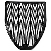 Disposable Urinal Floor Mat, Shield-Shaped, Fresh Blast Scent, Black Non-Slip Perforated Surface, 17.5" x 20.38", 6/Carton (15255)