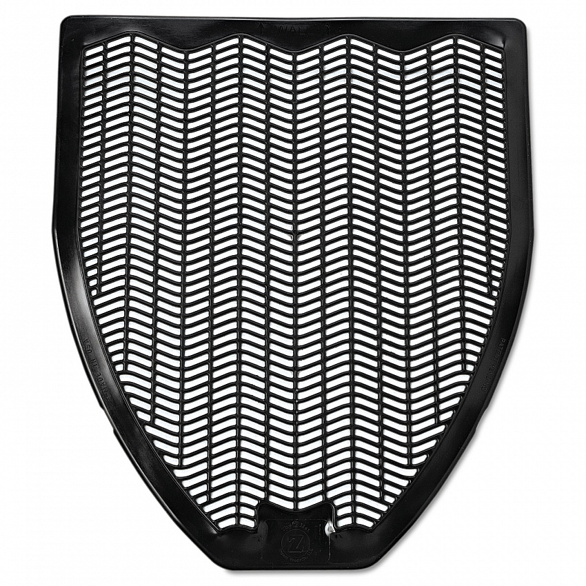 Disposable Urinal Floor Mat, Shield-Shaped, Fresh Blast Scent, Black Non-Slip Perforated Surface, 17.5" x 20.38", 6/Carton (15255)