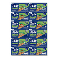 Resealable Sandwich Bags, 6.5" x 5.88", Clear, 105 Bags/Box, 12 Boxes/Carton (383211)