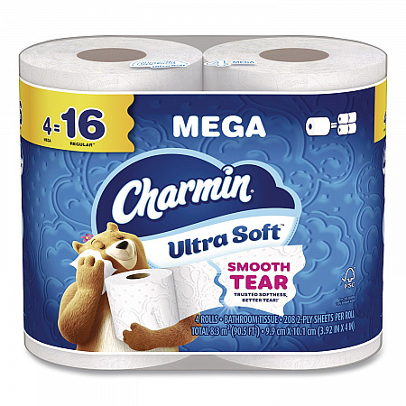 Ultra Soft Bathroom Tissue, Septic Safe, 2-Ply, White, 208 Sheets/Roll, 4 Rolls/Pack (19261PK)