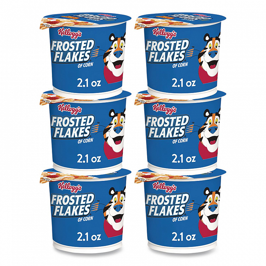 Breakfast Cereal, Frosted Flakes, Single-Serve 2.1 oz Cup, 6/Box (01468)