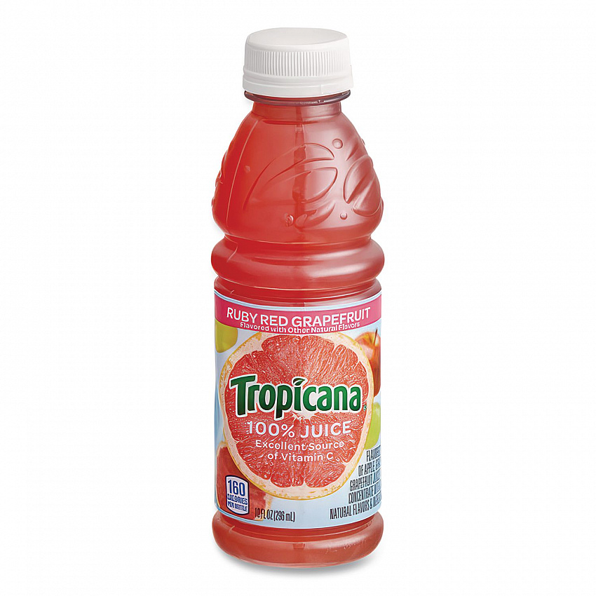 100% Juice, Ruby Red Grapefruit, 10 oz Bottle, 24/Carton (57161)
