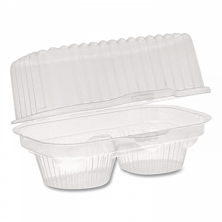 ClearView Bakery Cupcake Container, 2 Compartments, 6.75 x 4 x 4, Clear, Plastic, 100/Carton (2002)