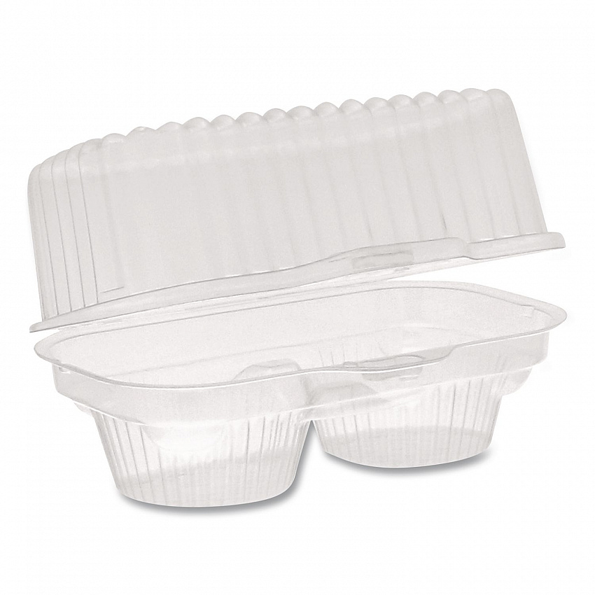 ClearView Bakery Cupcake Container, 2 Compartments, 6.75 x 4 x 4, Clear, Plastic, 100/Carton (2002)
