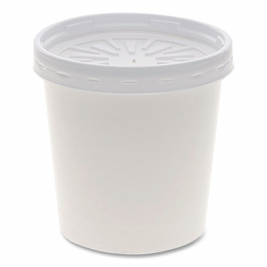 Paper Round Food Container and Lid Combo, 16 oz, 38" Diameter x 3.9" h, White, 250/Carton (D16RBLD)