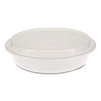 Newspring VERSAtainer Microwavable Containers, 48 oz, 9.5 x 9.5 x 2.4, White/Clear, Plastic, 150/Carton (NC948)
