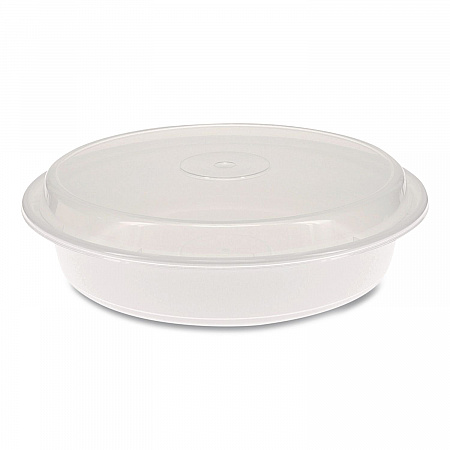 Newspring VERSAtainer Microwavable Containers, 48 oz, 9.5 x 9.5 x 2.4, White/Clear, Plastic, 150/Carton (NC948)