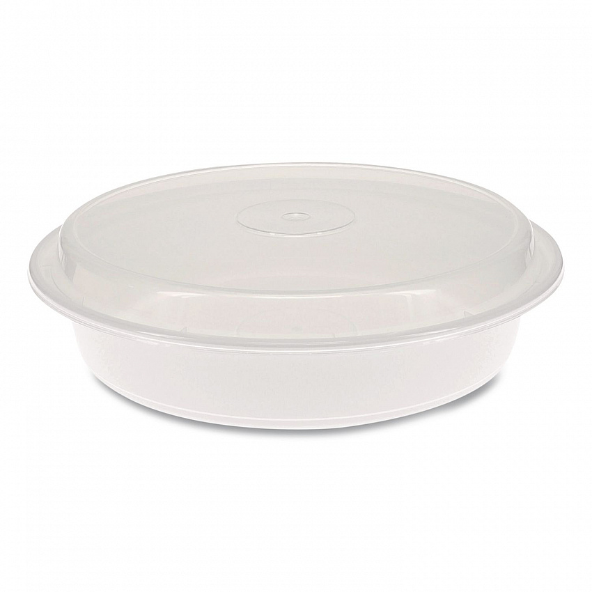 Newspring VERSAtainer Microwavable Containers, 48 oz, 9.5 x 9.5 x 2.4, White/Clear, Plastic, 150/Carton (NC948)
