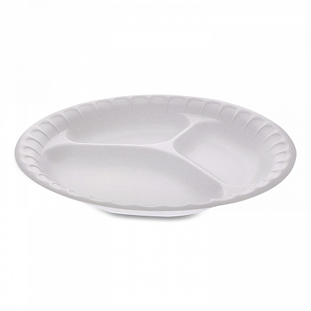 Placesetter Satin Non-Laminated Foam Dinnerware, 3-Compartment Plate, 9