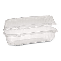 ClearView SmartLock Hinged Lid Container, Hoagie Container, 27 oz, 9.3 x 4.5 x 3, Clear, Plastic, 250/Carton (YCI81049)