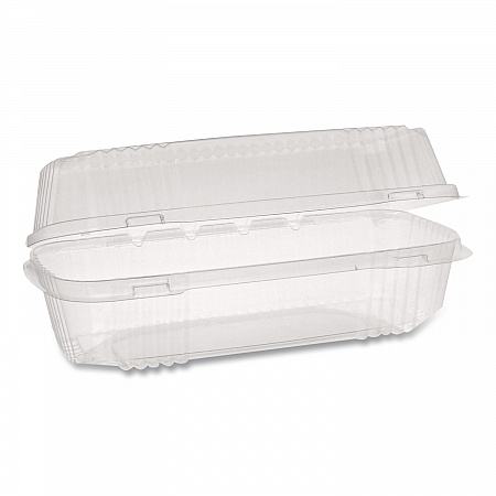 ClearView SmartLock Hinged Lid Container, Hoagie Container, 27 oz, 9.3 x 4.5 x 3, Clear, Plastic, 250/Carton (YCI81049)